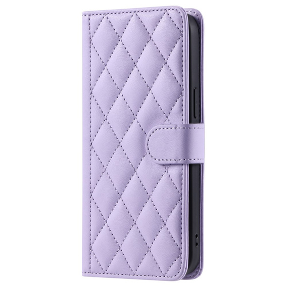 θήκη πτερύγιο για iPhone 16 Pro Max, Rhombus Crossbody Leather, μωβ