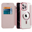 Θήκη με πτερύγιο για iPhone 12 Pro Max, RFID Wallet MagSafe CamShield, ροζ