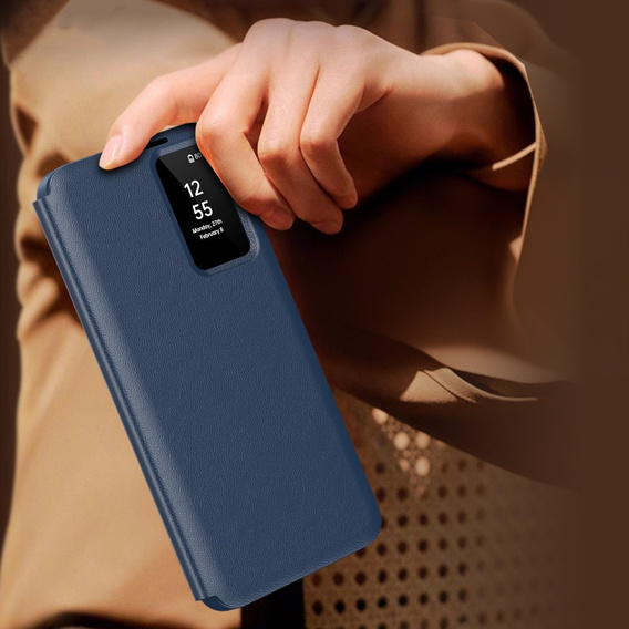 Αναδιπλούμενη θήκη για Samsung Galaxy S24 FE, Smart View Wallet, σκούρο μπλε