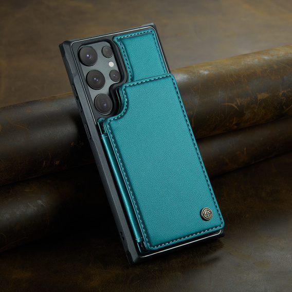 CASEME flip case για Samsung Galaxy S25 Ultra, Litchi Wallet, πράσινη