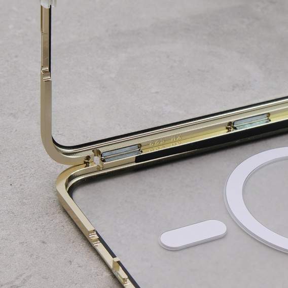Μαγνητική θήκη MagSafe Dual Glass για Samsung Galaxy S23, χρυσή