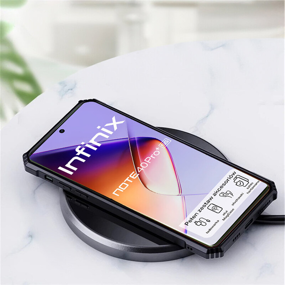 Θήκη για Infinix Note 40 Pro Plus, με μαγνητική πλάκα, διαφανής / μαύρη