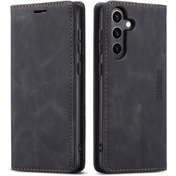 Θήκη για Samsung Galaxy A55, ERBORD Vintage, μαύρη + Γυαλί για την οθόνη