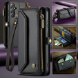 θήκη CASEME για Samsung Galaxy S24 FE, RFID Leather Wallet, με λουράκι ώμου, μαύρη