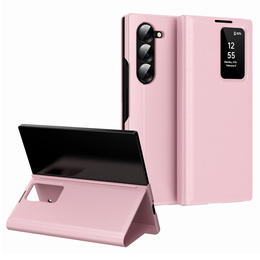 Αναδιπλούμενη θήκη για Samsung Z Fold6 5G, Smart View Wallet, ροζ