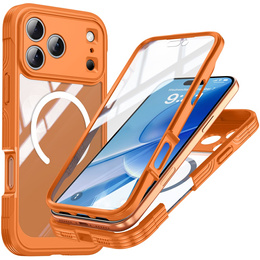 Αδιάβροχη θήκη με γυαλί, για MagSafe για iPhone 17 Pro, πορτοκαλί
