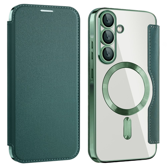 Θήκη με πτερύγιο για Samsung Galaxy A56, RFID Wallet MagSafe CamShield, πράσινη