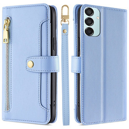 Θήκη με πτερύγιο για Samsung Galaxy M15 5G, Wallet Zipper Pocket, μπλε