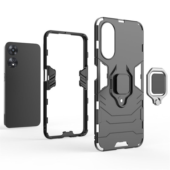 Θήκη για Oppo A78 5G, Kickstand Ring, μαύρη