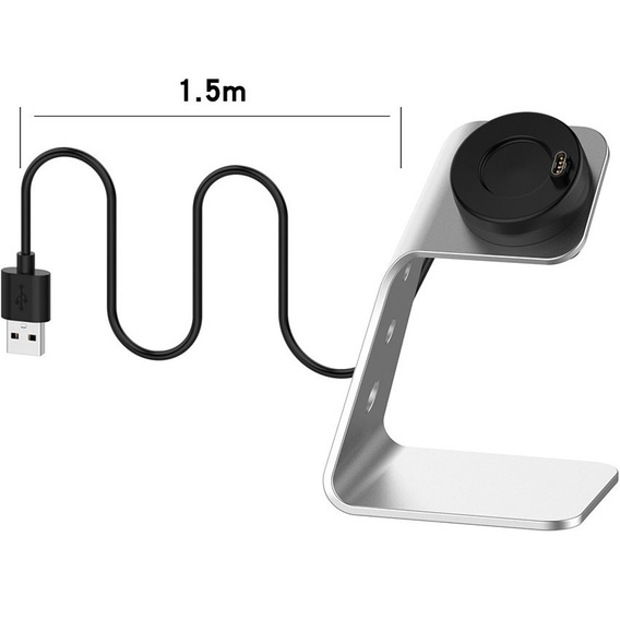Σταθμός σύνδεσης USB αλουμινίου για Garmin Fenix 7/7S/7X/6/6X/6S, ασημί