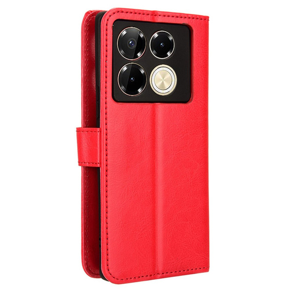 Θήκη με πτερύγιο για Infinix Note 40 Pro Plus, Crazy Horse Wallet, κόκκινη