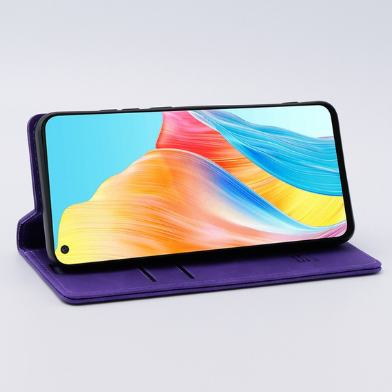 Θήκη για Oppo A78 4G, ERBORD Vintage, πορτοφόλι με πτερύγιο, μωβ