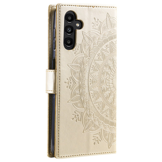 Θήκη με πτερύγιο για Samsung Galaxy S23 FE, Mandala, χρυσή