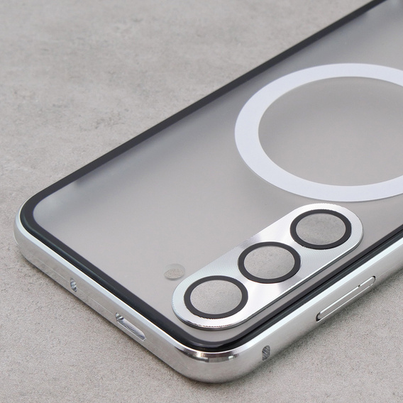 Μαγνητική θήκη MagSafe Dual Glass για Samsung Galaxy S23+ Plus, ασημένια