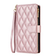 θήκη πτερύγιο για Samsung Galaxy S25 Edge, Rhombus Crossbody Leather, ροζ rose gold