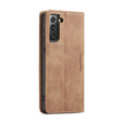 θήκη CASEME για Samsung Galaxy S21 FE, Leather Wallet Case, καφέ