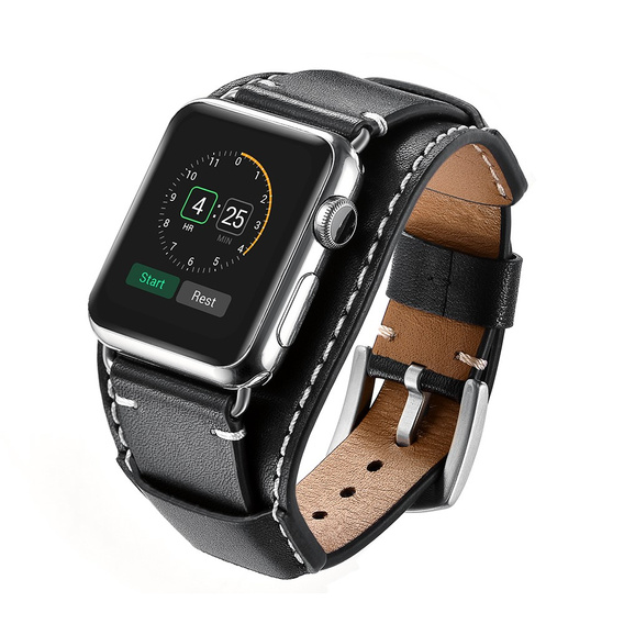 Δερμάτινο λουράκι για Apple Watch 1/2/3/4/5/6/7/8/SE/Ultra 42/44/45/49mm, Μαύρο