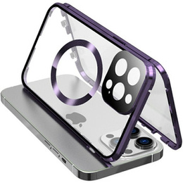 Μαγνητική θήκη MagSafe Dual Glass για iPhone 15 Pro, μωβ
