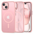 Θήκη για iPhone 15, για MagSafe, ERBORD Μatt Case, ροζ + Γυαλί οθόνης