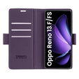 Θήκη για Oppo Reno 13F / Oppo Reno 13FS, ERBORD Glossy Litchi, πορτοφόλι με πτερύγιο, μωβ