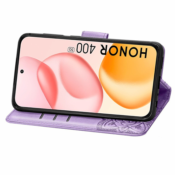 Θήκη με πτερύγιο για Honor 400 5G, Butterfly, μωβ