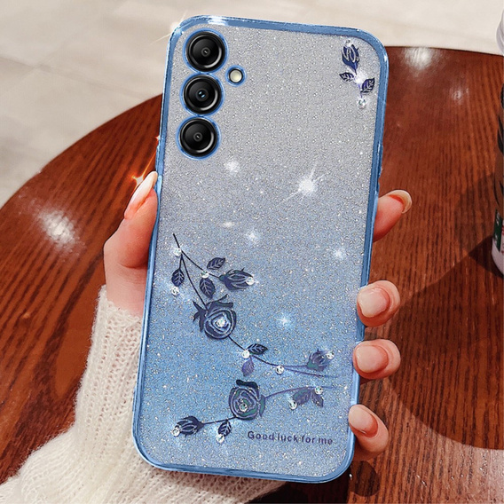 Θήκη για Samsung Galaxy A25 5G, Glitter Flower, μπλε