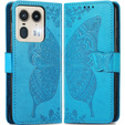 Θήκη με πτερύγιο για Motorola Edge 50 Ultra, Butterfly, μπλε