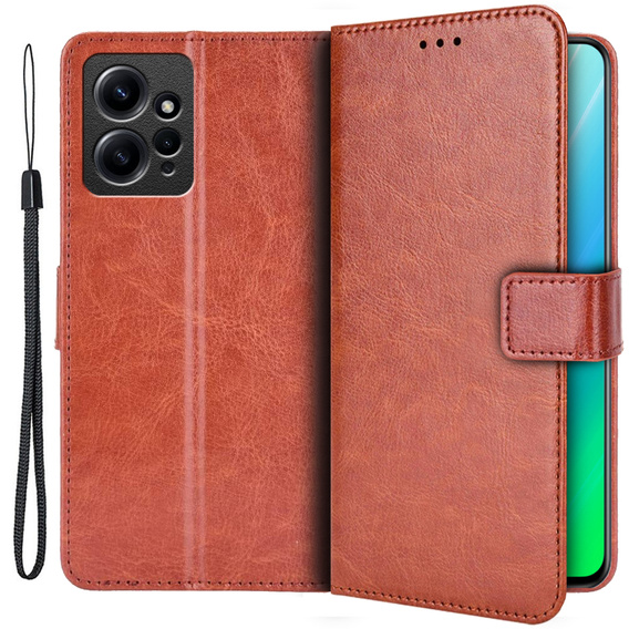Θήκη με πτερύγιο για Xiaomi Redmi Note 12 4G, Crazy Horse Wallet, καφέ