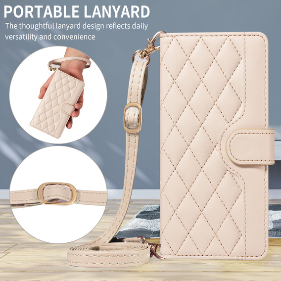 Θήκη με πτερύγιο Rhombus Crossbody Leather για Motorola Edge 70