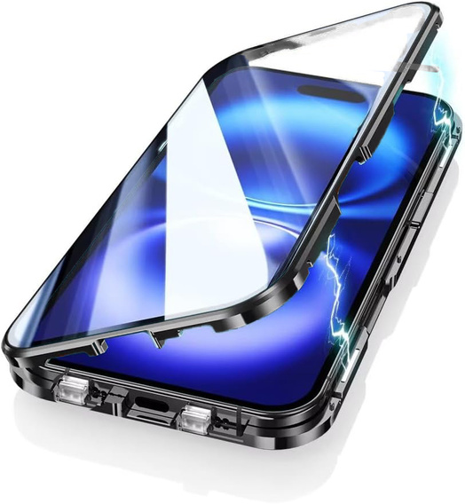 Μαγνητική θήκη MagSafe Dual Glass για iPhone 16, μαύρη