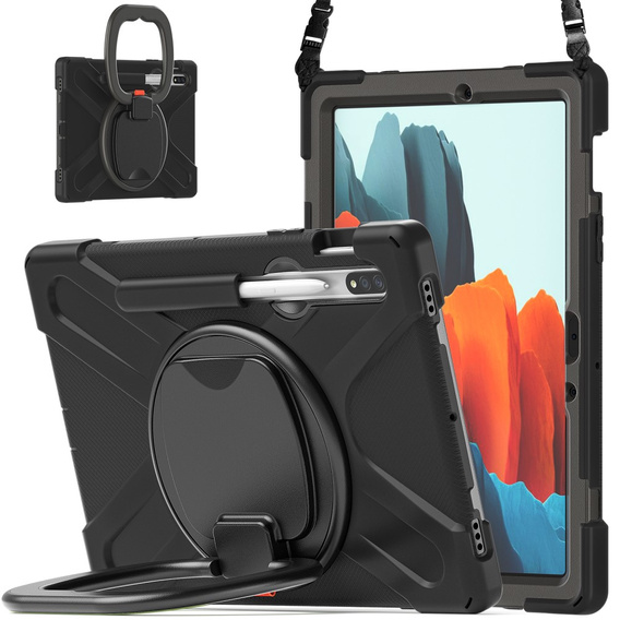 Θήκη για Samsung Galaxy Tab S10 Lite / S10 FE / S9 FE / S9 / S8 / Tab S7, θωρακισμένη περιστρεφόμενη 360, μαύρη