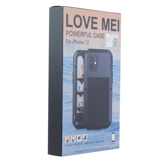 Love Mei Θήκη για iPhone 12, armored with glass, γκρι
