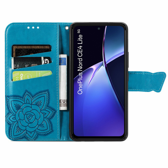 Θήκη με πτερύγιο για OnePlus Nord CE4 Lite, Butterfly, μπλε