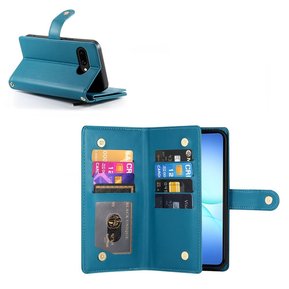 Θήκη πορτοφόλι φερμουάρ τσέπη flip για Samsung Galaxy A17 5G, πορτοφόλι φερμουάρ τσέπη, μπλε