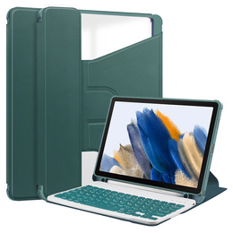 Θήκη πληκτρολογίου για Samsung Galaxy Tab A9+, Rotary 360° Leather, σκούρα πράσινη