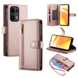 Θήκη με πτερύγιο για Oppo Reno 13 Pro 5G, Wallet Zipper Pocket, ροζ