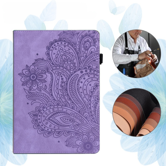 θήκη με πτερύγιο για Xiaomi Redmi Pad SE 11", flower, μωβ