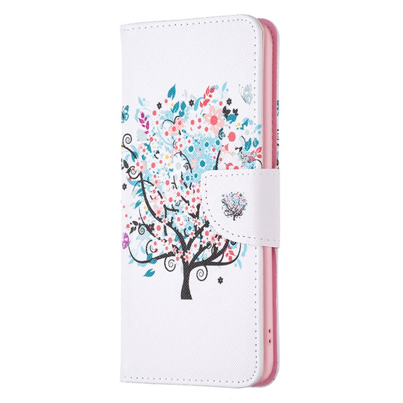 Θήκη με πτερύγιο για Motorola Moto G53 5G / G23 / G13, Wallet, colorful tree, λευκή