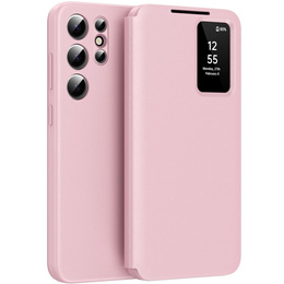 Αναδιπλούμενη θήκη για Samsung Galaxy S22 Ultra, Smart View Wallet, ροζ