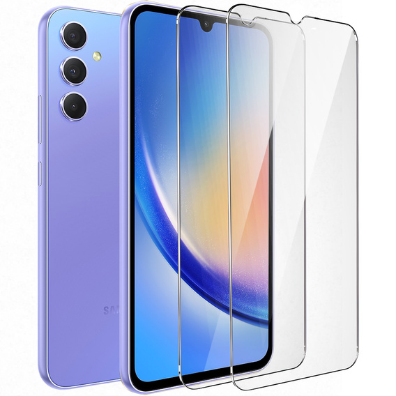 2x Μετριασμένο γυαλί για Samsung Galaxy A34 5G, ERBORD 9H Hard Glass στην οθόνη