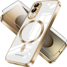 Θήκη για Samsung Galaxy S25 Edge, Electro MagSafe, χρυσή + Γυαλί για την οθόνη