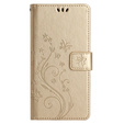 Θήκη με πτερύγιο για Samsung Galaxy S23 FE, Butterfly, χρυσή