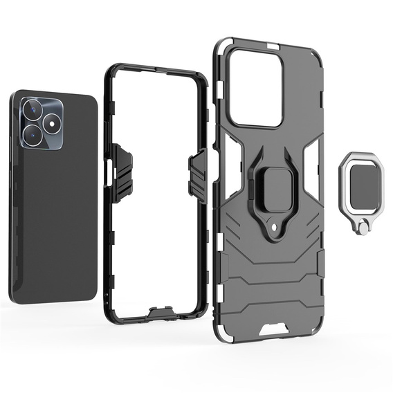 Θήκη για Realme C51, Kickstand Ring, μαύρη
