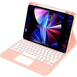 Θήκη + πληκτρολόγιο iPad Air 10.9 4 2020 / 5 2022, Touchpad, ροζ rose gold