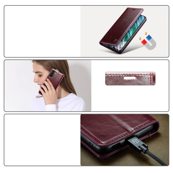 θήκη CASEME για Samsung Galaxy S21 FE, Waxy Textured, κόκκινη