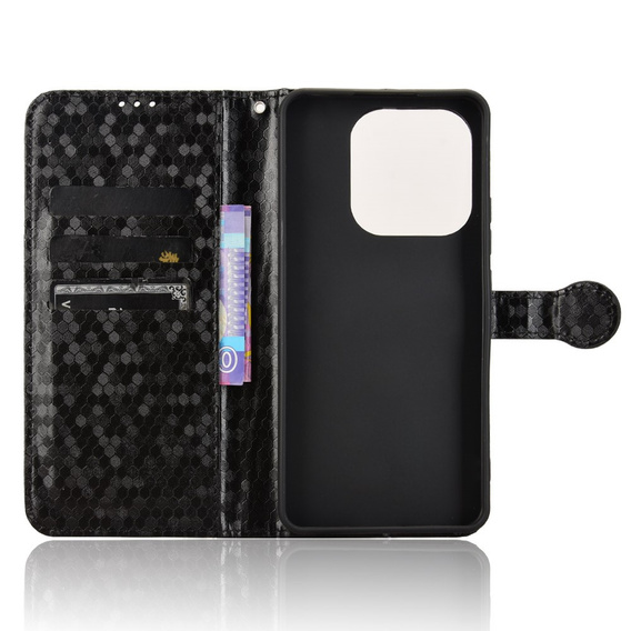 θήκη πτερύγιο για Xiaomi Redmi Note 14 4G, Wallet Rhombus, μαύρη