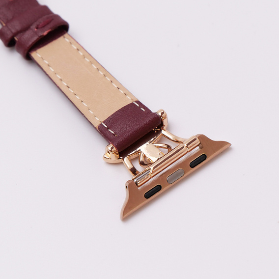 Δερμάτινο λουράκι για Apple Watch 1/2/3/4/5/6/7/8/SE/Ultra 42/44/45/49mm, μπορντό
