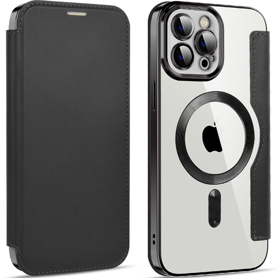 Θήκη με πτερύγιο για iPhone 12 Pro, RFID Wallet MagSafe CamShield, μαύρη