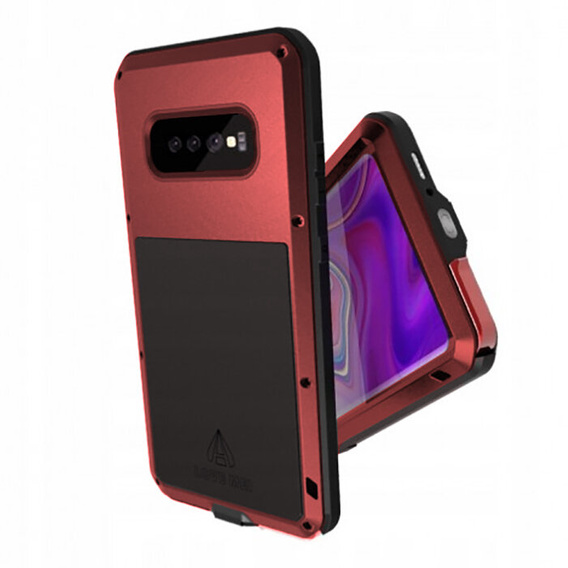 Love Mei Θήκη για Samsung Galaxy S10+ Plus, armored with glass, κόκκινη
