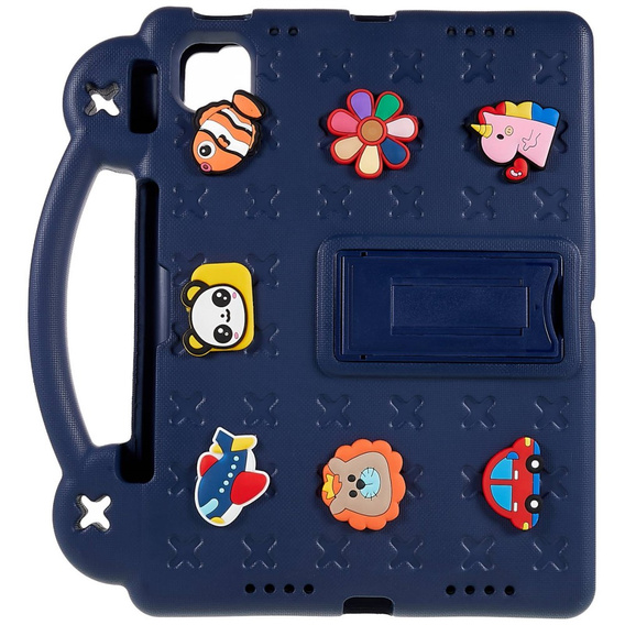 Παιδική θήκη για Apple iPad Air 11" 6 gen. 2024, Cute Patterns, με βάση, σκούρο μπλε
